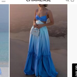 Commense Blue Backless Dress